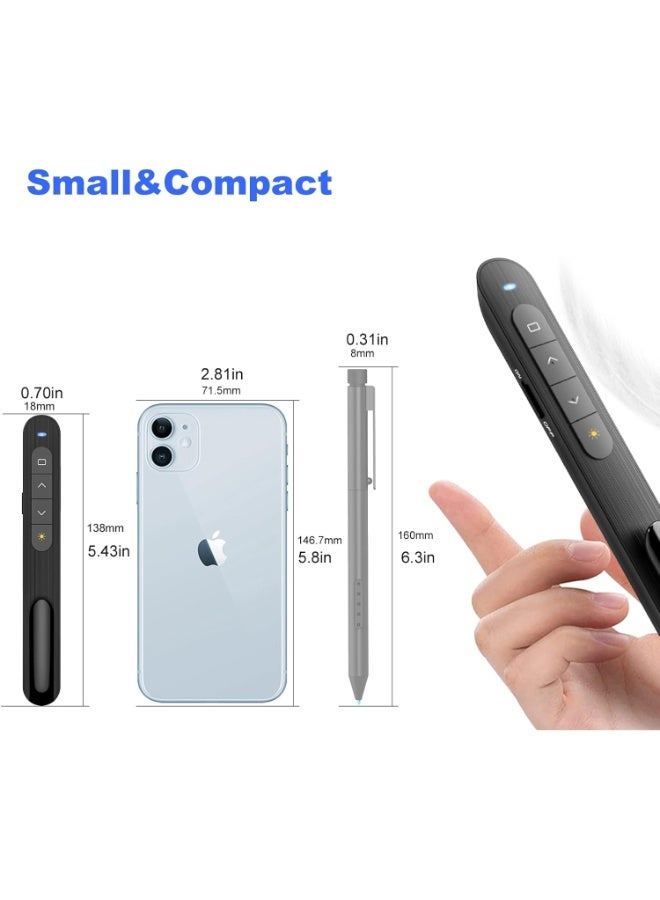 aWireless Presenter Remote Presentation Pointer Clicker USB  with Hyperlink Volume Remote Control, Powerpoint Board Slide Advancer Presentation Clicker for Mac/Laptop(NO Battery) - Image 3